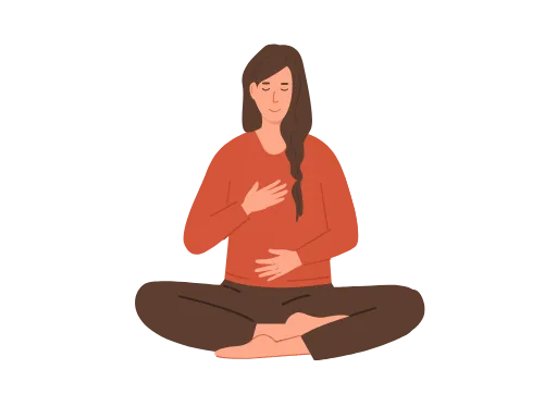 Une femme qui fait détectives de respiration avant un massage relaxant indice